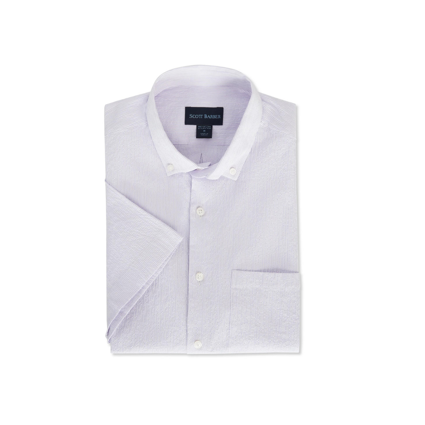 Stretch Seersucker Mini Stripe Short Sleeve Shirt