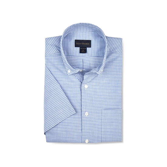 Short Sleeve Melange Gingham Shirt