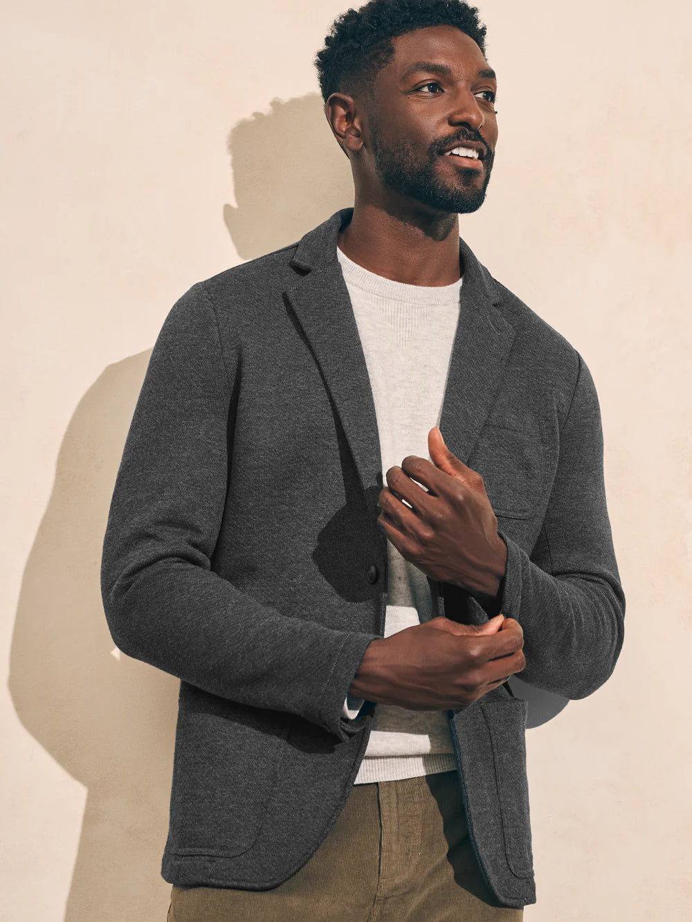 Gray top knit blazer