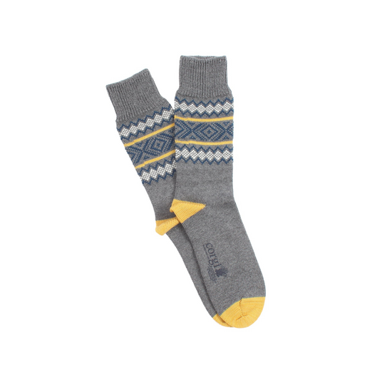 Zig Zag Cuff Wool & Cotton Socks