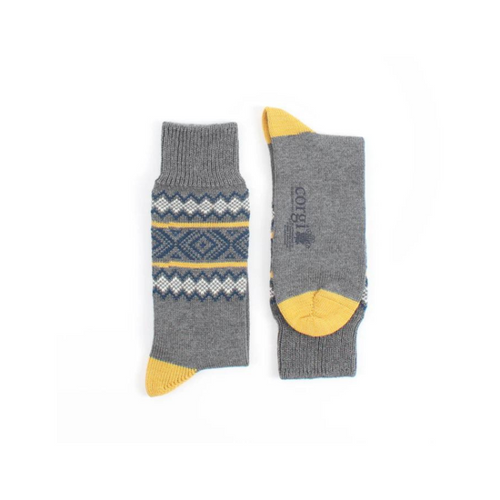 Zig Zag Cuff Wool & Cotton Socks