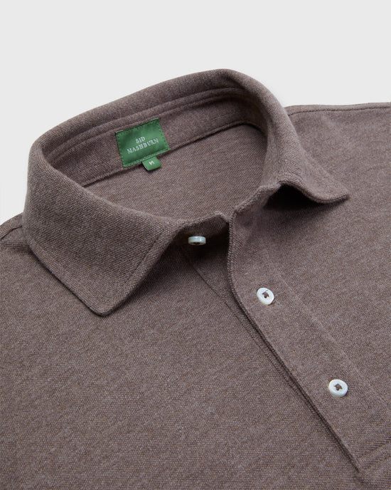 Long-Sleeved Polo Heathered Oat Pique