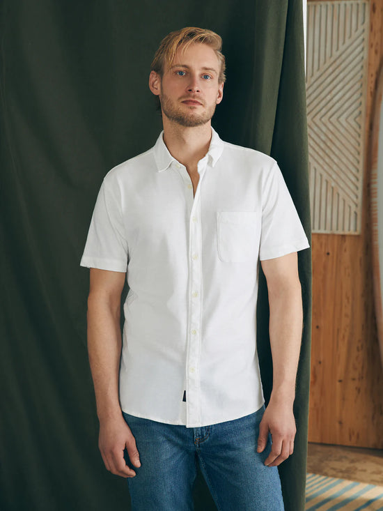 Short-Sleeve Sunwashed Knit Shirt (Single Pocket)