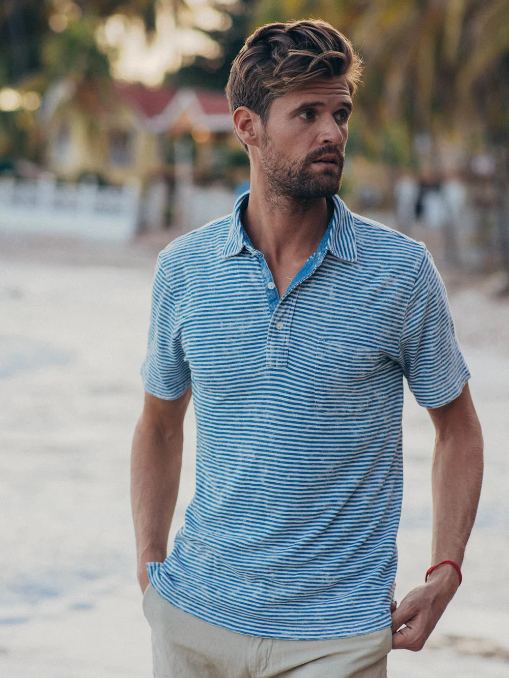 Short-Sleeve Indigo Polo
