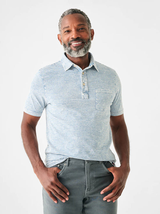 Short-Sleeve Indigo Polo