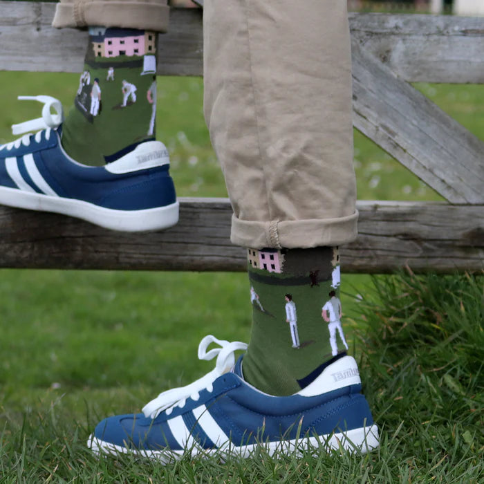 Cricket Scene Sock